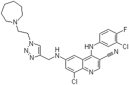 8-c氯-4-[(3-氯-4-氟苯基)氨基]-6-[[[1-[2-(六氢-1H-氮杂-1-基)乙基]-1H-1,2,3-三唑-4-基]甲基]氨基]-3-喹啉甲腈结构式_915365-57-0结构式