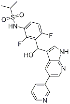 N-(2,4-二氟-3-(羟基(5-(吡啶-3-基)-1H-吡咯并[2,3-b]吡啶-3-基)甲基)苯基)丙烷-2-磺酰胺结构式_918523-56-5结构式