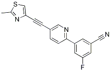 3-氟-5-(5-((2-甲基噻唑-4-基)乙炔)吡啶-2-基)苯甲腈结构式_935685-90-8结构式