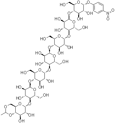 4,6-亚乙基-对硝基苯-Α-D-麦芽七糖苷结构式_96597-16-9结构式