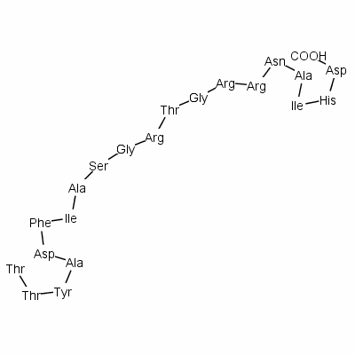 L-苏氨酰-L-苏氨酰-L-酪氨酰-L-丙氨酰-L-alpha-天冬氨酰-L-苯丙氨酰-L-异亮氨酰-L-丙氨酰-L-丝氨酰甘氨酰-L-精氨酰-L-苏氨酰甘氨酰-L-精氨酰-L-精氨酰-L-天冬氨酰胺酰-L-丙氨酰-L-异亮氨酰-L-组氨酰-L-天冬氨酸结构式_99534-03-9结构式