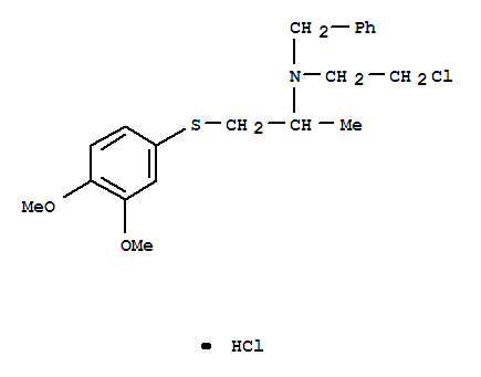N-(2-氯乙基)-n-[2-[(3,4-二甲氧基苯基)硫代]-1-甲基乙基]苯甲胺盐酸盐结构式_102166-62-1结构式