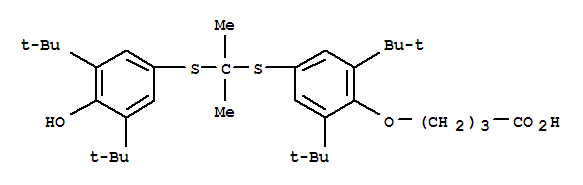 4-(2,6-二-叔丁基-4-(2-(3,5-二-叔丁基-4-羟基苯基硫代)丙烷-2-基硫代)苯氧基)丁酸结构式_216167-95-2结构式