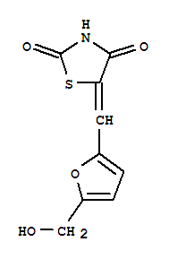 (9ci)-5-[[5-(羟基甲基)-2-呋喃]亚甲基]-2,4-噻唑烷二酮结构式_262601-99-0结构式