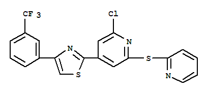 2-[2-氯-6-(2-吡啶硫代)-4-吡啶]-4-[3-(三氟甲基)苯基]-1,3-噻唑结构式_266361-97-1结构式
