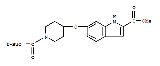 6-(1-boc-哌啶-4-基氧基)吲哚-2-羧酸甲酯结构式_287389-12-2结构式