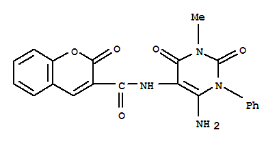 n-(6-氨基-1,2,3,4-四氢-3-甲基-2,4-二氧代-1-苯基-5-嘧啶)-2-氧代-2H-1-苯并吡喃-3-羧酰胺结构式_301206-09-7结构式