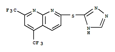 (9ci)-7-(1H-1,2,4-噻唑-3-基硫代)-2,4-双(三氟甲基)-1,8-萘啶结构式_303151-91-9结构式