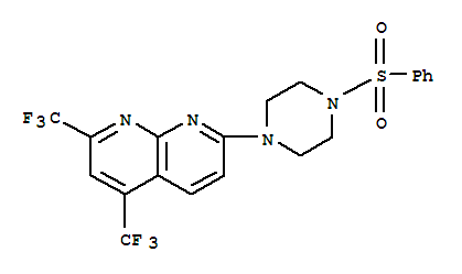 (9Ci)-1-[5,7-双(三氟甲基)-1,8-萘啶-2-基]-4-(苯基磺酰基)-哌嗪结构式_320417-87-6结构式