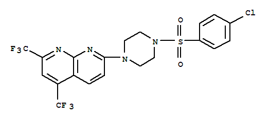 (9Ci)-1-[5,7-双(三氟甲基)-1,8-萘啶-2-基]-4-[(4-氯苯基)磺酰基]-哌嗪结构式_320417-95-6结构式