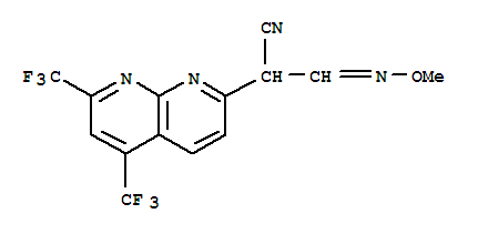 (9Ci)-Alpha-[(甲氧基亚氨基)甲基]-5,7-双(三氟甲基)-1,8-萘啶-2-乙腈结构式_321433-98-1结构式