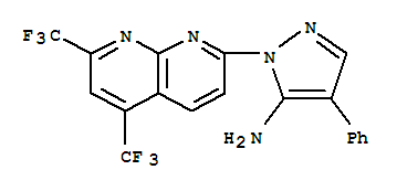 (9Ci)-1-[5,7-双(三氟甲基)-1,8-萘啶-2-基]-4-苯基-1H-吡唑-5-胺结构式_321522-20-7结构式