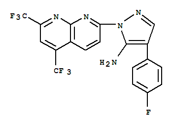 (9Ci)-1-[5,7-双(三氟甲基)-1,8-萘啶-2-基]-4-(4-氟苯基)-1H-吡唑-5-胺结构式_321522-23-0结构式
