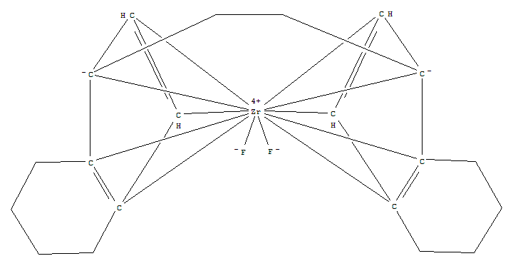 [1,2-乙烷二基二[(1,2,3,3a,7a-H)-4,5,6,7-四氢-1H-茚-1-亚基]]二氟-锆结构式_321736-33-8结构式