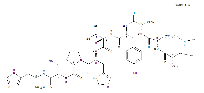 天冬氨酰-精氨酰-缬氨酰-酪氨酰-异亮氨酰-组氨酰-脯氨酰-苯丙氨酰-组氨酸结构式_34273-12-6结构式