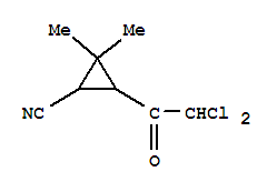(9Ci)-3-(二氯乙酰基)-2,2-二甲基-环丙烷甲腈结构式_343868-18-8结构式
