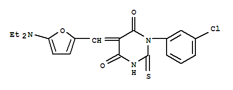 1-(3-氯苯基)-5-[[5-(二乙基氨基)-2-呋喃]亚甲基]二氢-2-硫氧代-4,6(1H,5h)-嘧啶二酮结构式_366823-50-9结构式