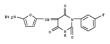 5-[[5-(二乙基氨基)-2-呋喃]亚甲基]-1-(3-氟苯基)-2,4,6(1H,3h,5h)-嘧啶三酮结构式_366825-50-5结构式