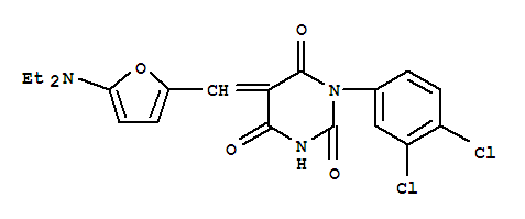 1-(3,4-二氯苯基)-5-[[5-(二乙基氨基)-2-呋喃]亚甲基]-2,4,6(1H,3h,5h)-嘧啶三酮结构式_367467-74-1结构式