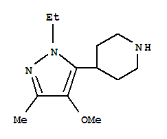 (9CI)-4-(1-乙基-4-甲氧基-3-甲基-1H-吡唑-5-基)-哌啶结构式_419571-67-8结构式