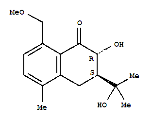 3,4-二氢-2α-羟基-3β-(1-羟基-1-甲基乙基)-8-甲氧基甲基-5-甲基萘-1(2H)-酮结构式_53915-44-9结构式
