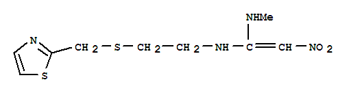 N-甲基-n-[2-[[(噻唑-2-基)甲基]硫代]乙基]-2-硝基-1,1-乙烯二胺结构式_55485-04-6结构式
