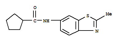 (9ci)-n-(2-甲基-6-苯并噻唑)-环戊烷羧酰胺结构式_765285-43-6结构式