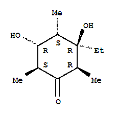 (2r,3r,4s,5r,6s)-rel-(9ci)-3-乙基-3,5-二羟基-2,4,6-三甲基-环己酮结构式_767319-64-2结构式