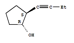 Cyclopentanol, 2-(1-butynyl)-, trans-(9ci) Structure