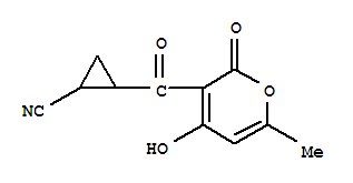 (9ci)-2-[(4-羟基-6-甲基-2-氧代-2H-吡喃-3-基)羰基]-环丙烷甲腈结构式_823792-63-8结构式
