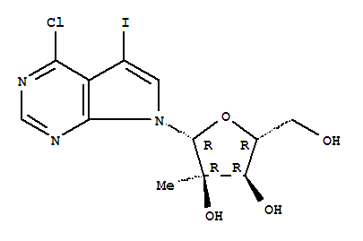 4-氯-5-碘-7-(2-c-甲基-beta-d-呋核亚硝脲)-7h-吡咯并[2,3-d]嘧啶结构式_847551-48-8结构式