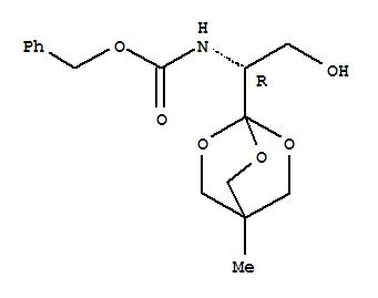 1-[N-苄氧基羰基-(1r)-1-氨基-2-羟基乙基]-4-甲基-2,6,7-三噁双环[2.2.2]辛烷结构式_851974-77-1结构式