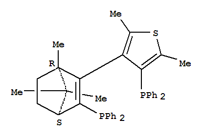 (1R,AR)-3-二苯基膦-2-(4-二苯基膦-2,5-二甲基-3-噻吩基)-1,7,7-三甲基-二环[2.2.1]庚-2-烯结构式_868851-47-2结构式