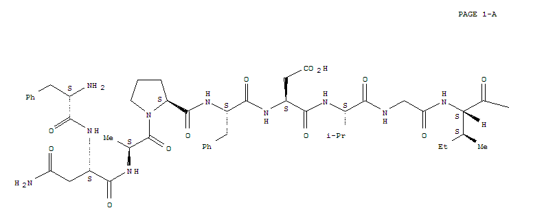 L-苯丙氨酰-L-天冬氨酰胺酰-L-丙氨酰-L-脯氨酰-L-苯丙氨酰-L-alpha-天冬氨酰-L-缬氨酰甘氨酰-L-异亮氨酰-L-赖氨酰-L-亮氨酰-L-丝氨酰甘氨酰-L-丙氨酰-L-谷氨酰胺酰-L-酪氨酰-L-谷氨酰胺酰-L-谷氨酰胺酰-L-组氨酰甘氨结构式_869705-22-6结构式
