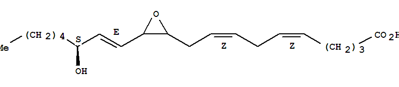 (5E,8E)-10-{3-[(1E)-3-羟基-1-辛烯-1-基]-2-环氧乙烷基}-5,8-癸二烯酸结构式_877878-78-9结构式