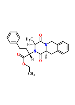 乙基(2S)-2-[(3S,11aS)-3-甲基-1,4-二氧代-1,3,4,6,11,11A-六氢-2H-吡嗪并[1,2-b]异喹啉-2-基]-4-苯基丁酸酯结构式_103733-49-9结构式