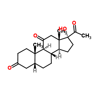 (6CI,8CI)-17-羟基-5b-孕甾烷-3,11,20-三酮结构式_10455-93-3结构式