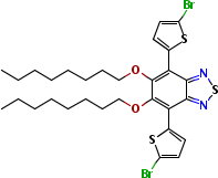 4,7-双(5-溴噻吩-2-基)-5,6-双(辛基氧基)苯并[c] [1,2,5]噻二唑结构式_1192352-10-5结构式