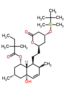 (1S,3R,4aS,7S,8S,8aS)-8-{2-[(2R,4R)-4-{[二甲基(2-甲基-2-丙基)硅烷基]氧基}-6-氧代四氢-2H-吡喃-2-基]乙基}-4A-羟基-3,7-二甲基-1,2,3,4,4A,7,8,8A-八氢-1-萘基2,2-二甲基丁N酸酯结构式_125142-16-7结构式