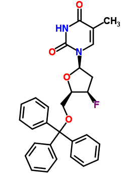 5-O-三苯甲游基-3-脱氧-3-氟胸腺嘧啶脱氧核苷结构式_135197-63-6结构式