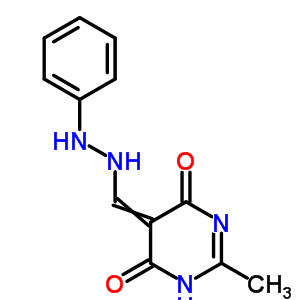 5-Pyrimidinecarboxaldehyde,1,6-dihydro-4-hydroxy-2-methyl-6-oxo-, 5-(2-phenylhydrazone)Structure,14160-86-2Structure 5-Pyrimidinecarboxaldehyde,1,6-dihydro-4-hydroxy-2-methyl-6-oxo-, 5-(2-phenylhydrazone) Structure,14160-86-2Structure