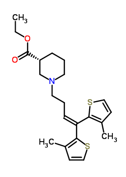 乙基(3R)-1-[4,4-二(3-甲基-2-噻吩基)-3-丁烯-1-基]-3-哌啶羧酸酯结构式_145821-58-5结构式