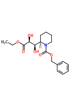 n-苄氧基羰基-3-[(2r)-哌啶基)]-(2r,3s)-二羟基丙酸乙酯结构式_160169-48-2结构式