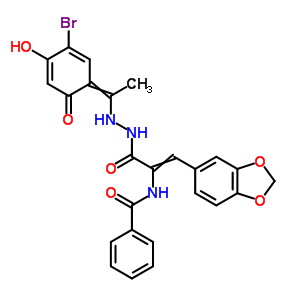 N-[2-苯并[1,3]二氧代-5-基-1-[[1-(3-溴-4-羟基-6-氧代-1-环己二烯-2,4-基)乙基氨基]氨基甲酰]乙烯]苯甲酰胺结构式_17178-87-9结构式
