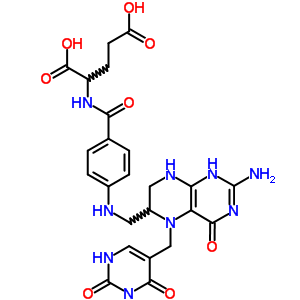 2-[[4-[[2-氨基-5-[(2,4-二氧代-1H-嘧啶-5-基)甲基]-4-氧代-1,6,7,8-四氢蝶啶-6-基]甲基氨基]苯甲酰基]氨基]戊二酸结构式_17360-18-8结构式
