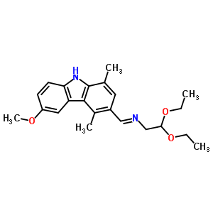 N-(2,2-二乙氧基乙基)-1-(6-甲氧基-1,4-二甲基-9H-咔唑-3-基)甲胺结构式_18073-24-0结构式