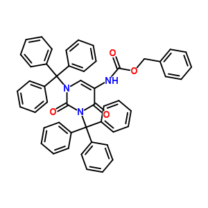 n-(2,4-二氧代-1,3-二三苯甲游基-嘧啶-5-基)氨基甲酸苄酯结构式_18592-34-2结构式