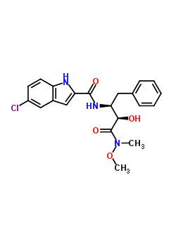 5-氯-N-{(2S,3R)-3-羟基-4-[甲氧基(甲基)氨基]-4-氧代-1-苯基-2-丁烷基}-1H-吲哚-2-甲酰胺结构式_186392-43-8结构式