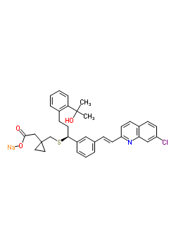 {1-[({(1S)-1-{3-[(E)-2-(7-氯-2-喹啉基)乙烯基]苯基}-3-[2-(2-羟基-2-丙基)苯基]丙基}硫基)甲基]环丙基}乙酸钠结构式_190078-45-6结构式