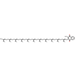2-甲基-3-[(2E,6E,10E,14E,18E,22E,26E,30E,34E,38E)-3,7,11,15,19,23,27,31,35,39,43-十一甲基-2,6,10,14,18,22,26,30,34,38,42-四十四碳十一烯基]-1,4-萘二酮结构式_19228-10-5结构式